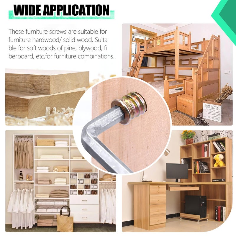 Twidec /60PCS 1/4"-20 Threaded Inserts for Wood Furniture Screw-in Nut Wood Inserts Bolt Assortment Kit with M6 Hex Wrench (1/4"-20 x20mm) N-059-1/4x20 - Image 4